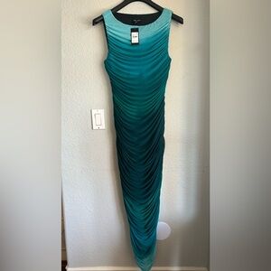 City Chic Teal Ombre Ruched Dress